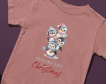 Christmas Shirts for Toddlers Kids, Penguin Christmas