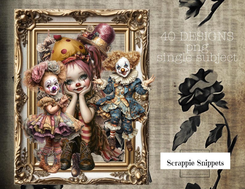 Halloween Clown Clipart Bundle: Quirky Rag Circus PNG (digital Download ...