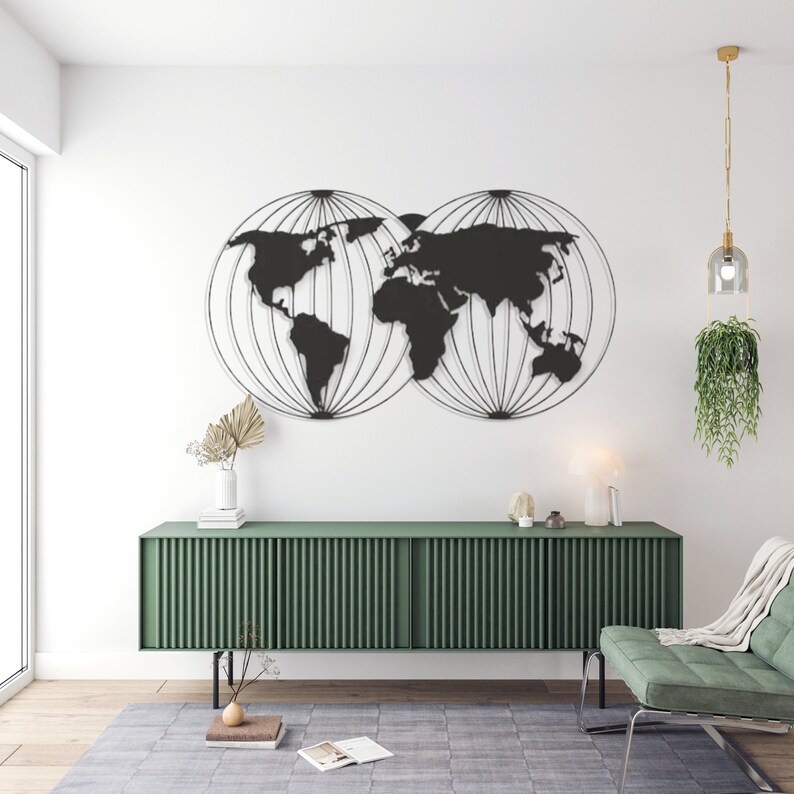 Continent Interior Decor Urban Reference: World Map Wall Art World Map Compass Continent Interior Decoration