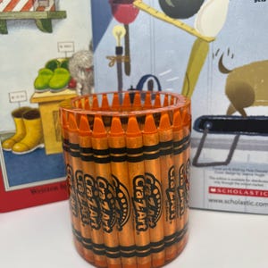 Orange Crazy Art Crayon single Color Pen and Pencil holder Epoxy Resin Cup – A Colorful Gift with Heart