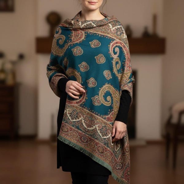 Pashmina woolen shawl hand woven warm and cozy winter wrap