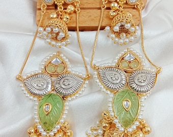 Earrings, 6 colors, kundan Jhumka, ghungroo chain Kashmiri earring, unique earrings, Bohemian earrings, Indian jewelry, Jhumkas, danglers