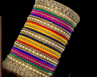 Bangles, multicolor metal thin bangles, Indian jewelry