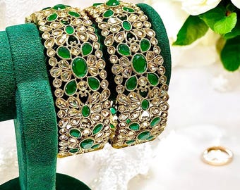 Bangles, 3 colors Bracelets, Bridal bangles, mehendi gold bangles, polki, micro gold plated Indian bangles.