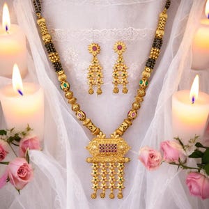 Mangalsutra, Indian necklace, Indian jewelry, black beaded necklace, bridal necklace, Indian bridal, black beads