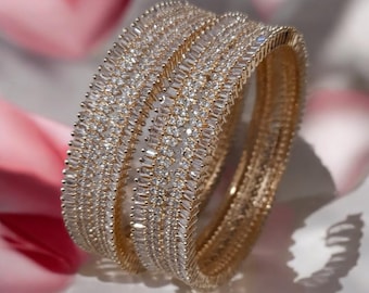 Bangles, 3 colors, gold, silver, two tone, Bracelets, Bridal bangles, AD bangles, American diamond, Cubic zirconia bangles, Indian bangles.