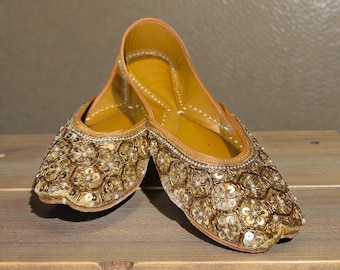 Handcrafted Leather Jutti Shoes: Embellished Indian Khussa Mojari Indian shoes bridal shoes slip on flat shoes