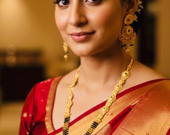 Mangalsutra, Indian necklace, Indian jewelry, black beaded necklace, bridal necklace, Indian bridal, golden Mangalsutra