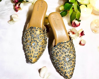 Jutti, Jutti Punjabi de oro y plata, mules, zapatos indios, Khussas, zapatos de novia, zapatos de boda, zapatos pakistaníes, zapatos sin cordones, mojari.