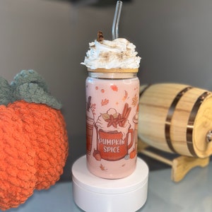 Pumpkin Spice latte inspired snow globe glass tumbler