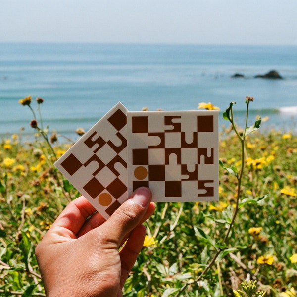 Checkerboard Sticker (Burnt Orange) • Surf Design • Die Cut Sticker
