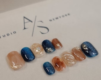 Agate Star Handmade Press On Nails: Reusable Oval Short Nails