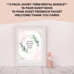Airbnb, anfitrião VRBO, personalizado, placas editáveis/imprimíveis, placas de aluguel de temporada no Canva, cartões de boas-vindas/agradecimento, livro de visitas, pacote de feedback