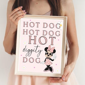 Minnie Mouse Hot Diggity Dog Bar Sign: 2nd Birthday Party Decor (INSTANT DOWNLOAD)