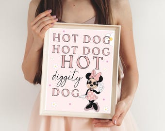 Minnie Mouse Hot Diggity Dog Bar Sign: 2nd Birthday Party Decor (INSTANT DOWNLOAD)