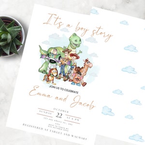 Es ist eine Boy Story Babypartyeinladung, Toy Story Digital und Printable Invite Bild 3