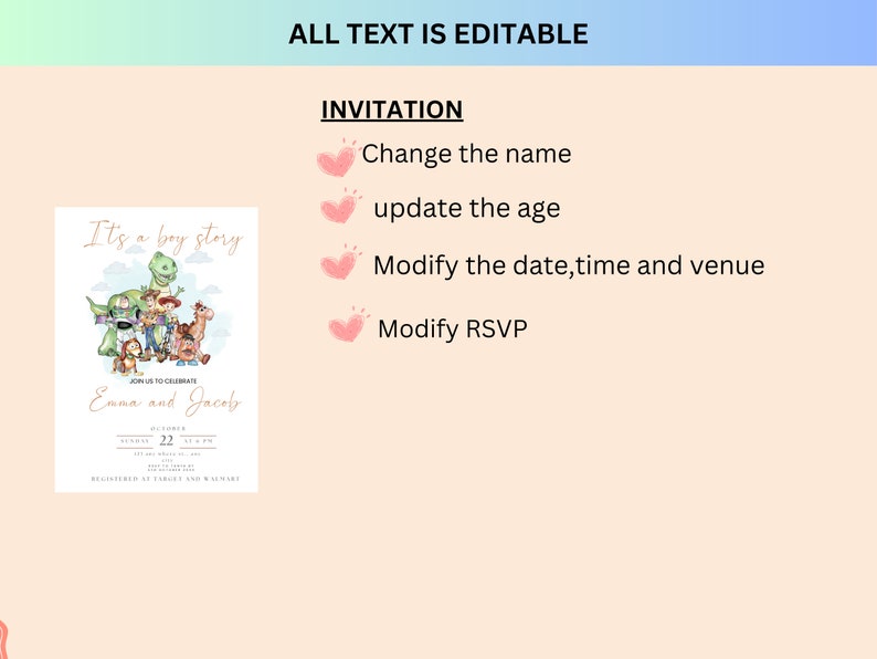 Es ist eine Boy Story Babypartyeinladung, Toy Story Digital und Printable Invite Bild 6
