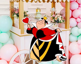 Queen of Hearts Cutout: Alice in Wonderland Party Decor (Digital Download)