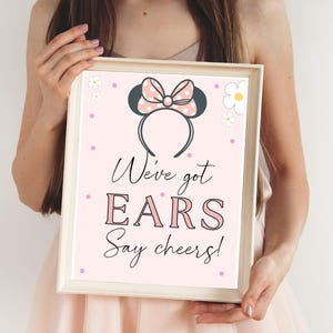 Minnie Mouse Party Sign: Pink Ears, Cheers Theme (Instant Download)