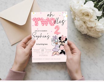 Invito per il secondo compleanno di Minnie Mouse Oh Twodles (download digitale)