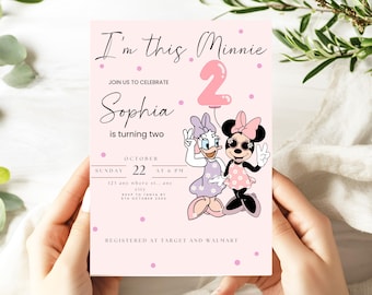 Oh Twodles Birthday Invitation: Minnie Mouse 2nd Birthday (Digital)