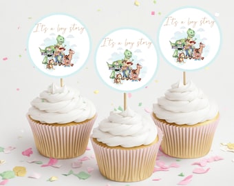 Boy Story Baby Shower Birthday Cupcake Toppers, Modern Boy Story, Boy Story, Girl Story Cake Topper, Dessert Decor, Shower cupcakes