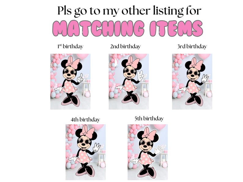 Minnie Mouse Cutout:3rd Birthday Party Decor (Digital PNG) image 6