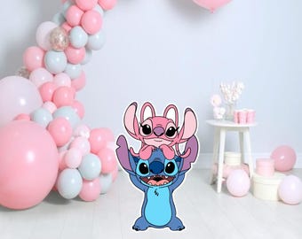 Recortes de Stitch y ángel: Decoración para fiestas y cumpleaños (PNG digital)