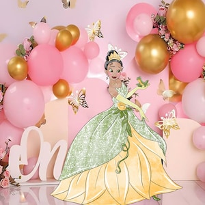 Tiana und der Frosch Ausschnitt, Tiana Prinzessin großes Dekor, Tiana Party Dekoration Thema, Geburtstagsfeier, Stand Up Prop, digitaler Download