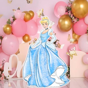 シンデレラカットアウト、シンデレラスタンドアッププロップシンデレラデコレーション、王子様の誕生日デコレーション、誕生日パーティー、デジタルダウンロードカットアウトパーツカットアウト