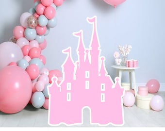 Wycinanka z zamku, wycięta dekoracja z zamku księżniczki, dekoracja na przyjęcie księżniczki, motyw baby shower, przyjęcie urodzinowe, stojak na rekwizyty, pobieranie cyfrowe