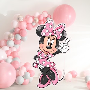 Minnie Mouse first Birthday with one Finger, Mouse Cutout, Backdrop Big Decor, Mouse Theme Party Decoration Baby shower Party Stand Up Prop