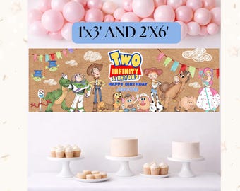 Modello per striscione di compleanno Toy Story Two Infinity / Design per feste modificabile (download digitale)