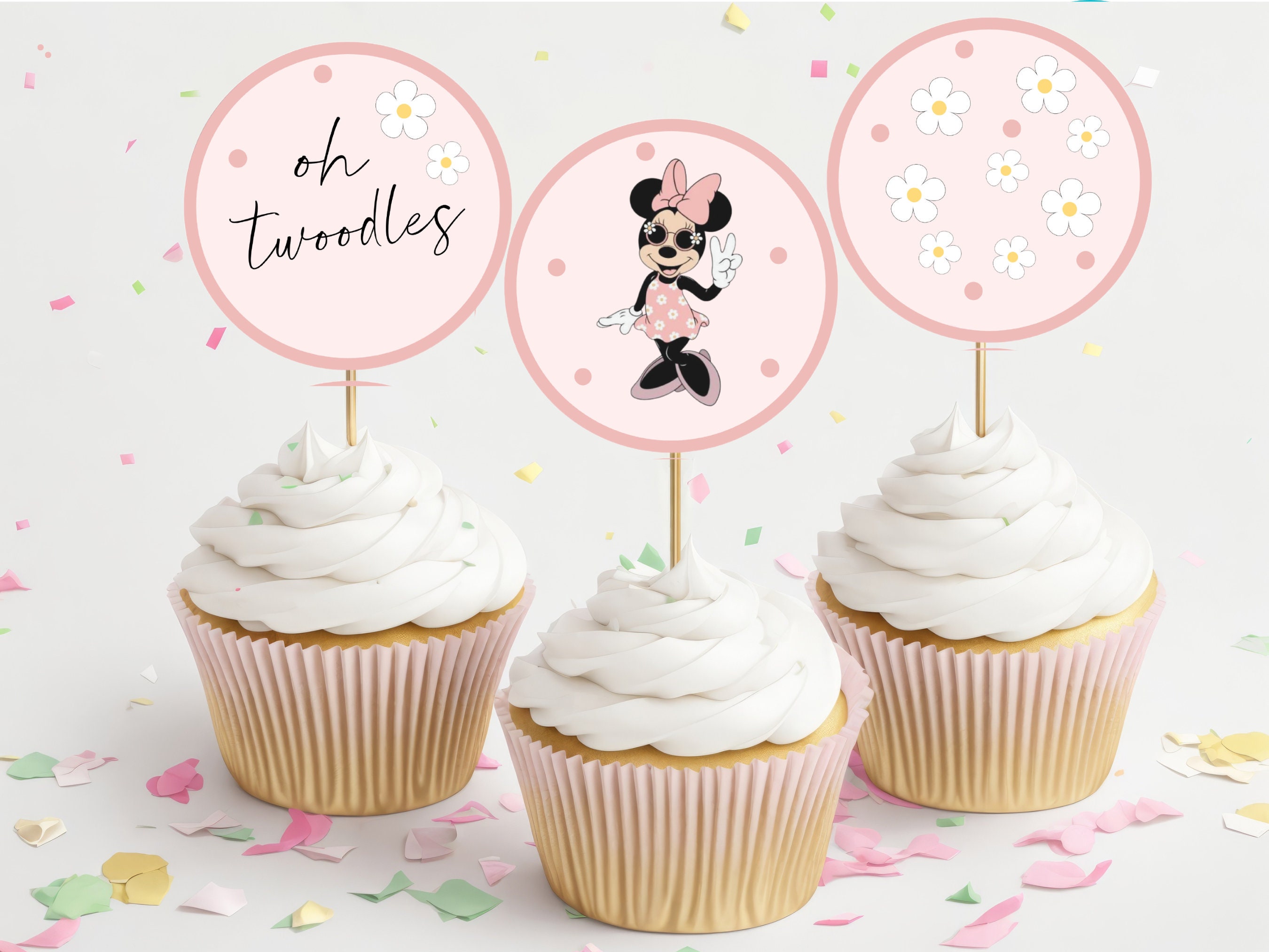 Minnie Mouse Cupcake Toppers, Mouse Party, Oh TWOdles, Mouse Party Decor, Oh TWOdles Printable cup Cake topper