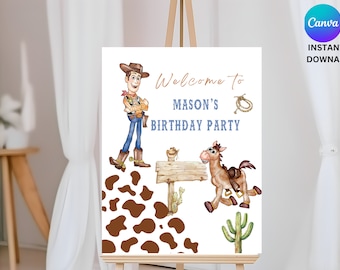 Toy Story Birthday Welcome Sign: Woody and Bullseye (Digital Download)