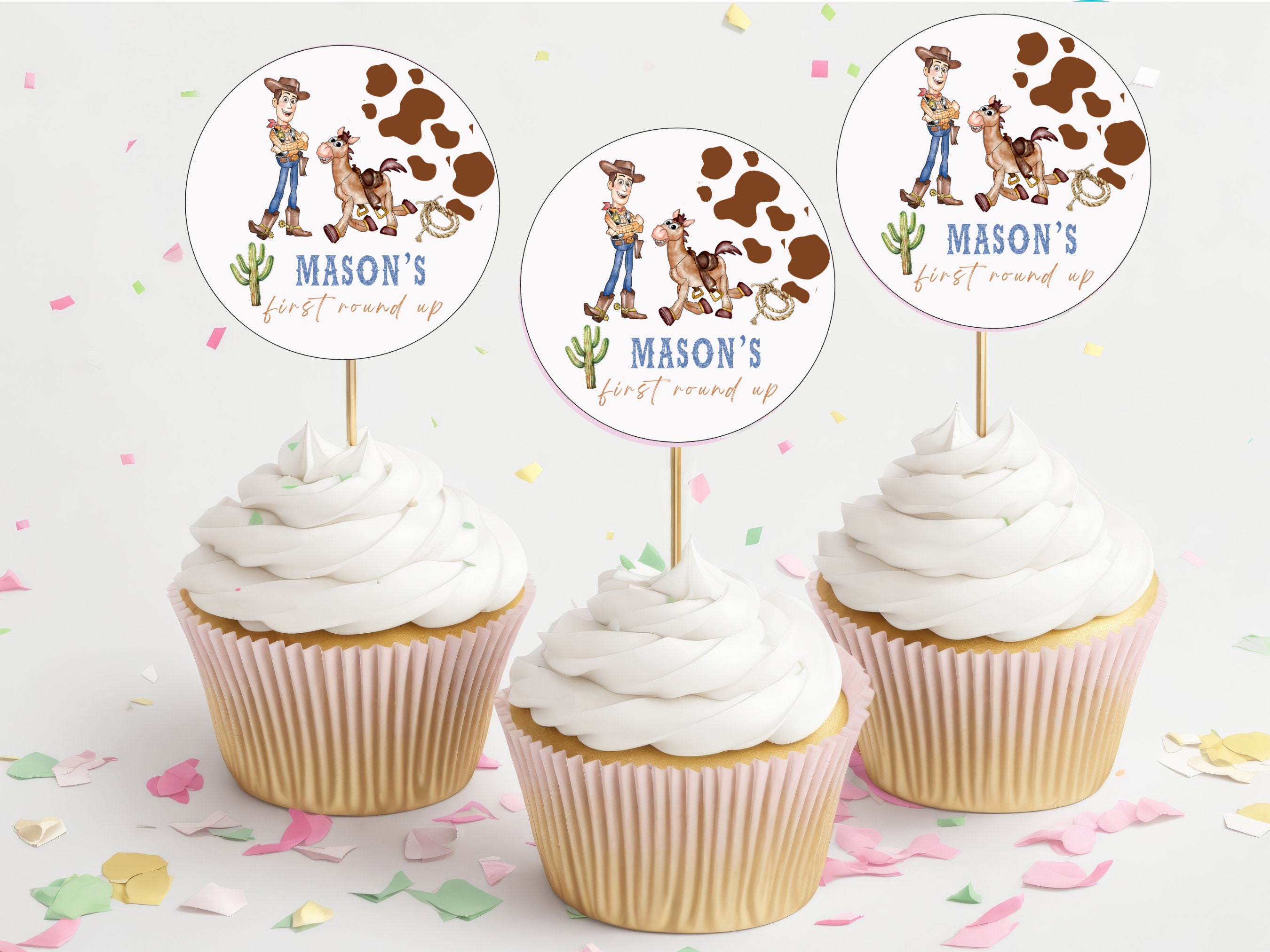 Toy Story Birthday Cupcake Toppers Woody & Bullseye (digital Printable