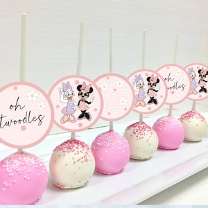 Toppers per cake pop di Minnie e Paperina, Mouse Party, Oh TWOdles, Decorazioni per Mouse Party, Oh TWOdles Topper per torta in tazza stampabile