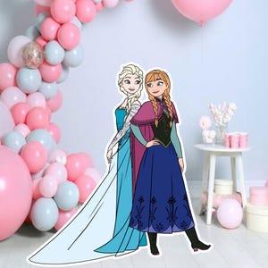 Elsa And Anna CutOut, Frozen Decor, Frozen Party Decoration Theme, Birthday Party, Stand Up Prop, Digital Download