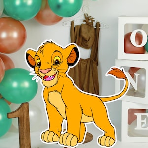 Recorte del Rey León, decoración del Rey León, tema de decoración de fiesta del Rey León Simba, fiesta de cumpleaños, accesorio de pie, descarga digital