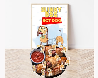 Slinky Dog Hot Dog Sign, Toy Story Party Food Decor (Instant Download)