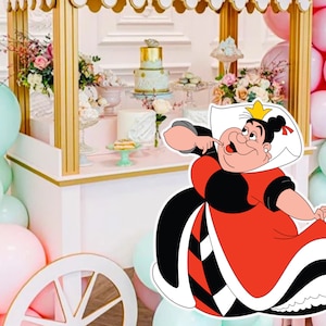 Alice In Wonderland CutOut, Queen of Hearts Big Decor, Alice Decoratie Thema Baby shower Verjaardagsfeestje, Stand Up Prop, Digitale Download