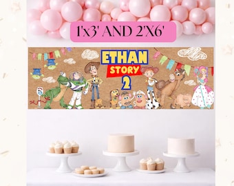 Toy Story Geburtstagsbanner, Woody Buzz Lightjahre Backdrop (druckbare Datei)