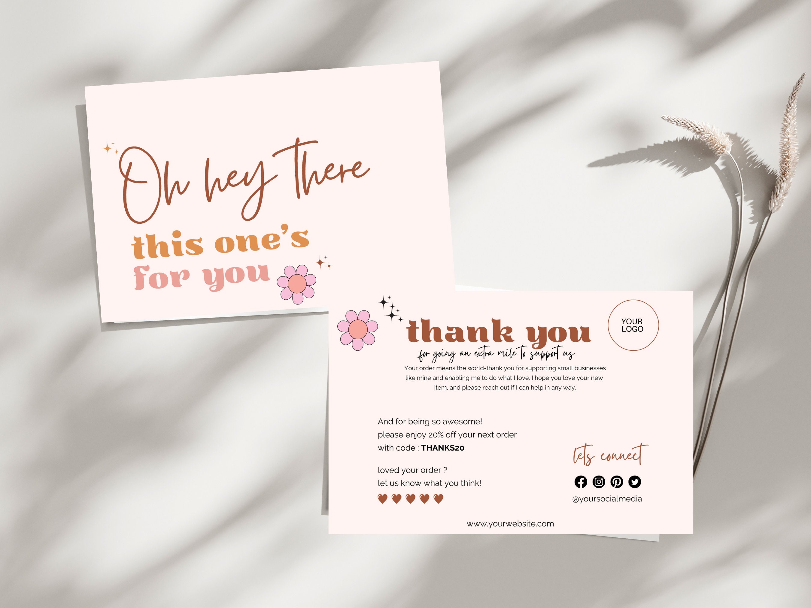 Boho Business Thank You Card Template, Printable Package Insert (canva ...