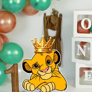 Découpe du Roi Lion, décoration du Roi Lion, thème de décoration de fête du Roi Lion Simba, fête d'anniversaire, accessoire de stand up, téléchargement numérique