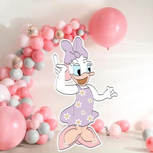 Recorte de pato bohemio para primer cumpleaños, fondo grande, decoración para fiesta temática de Daisy Duck, baby shower o fiesta, accesorio de pie, descarga digital