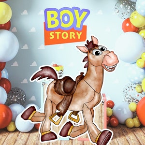 Recorte de Toy Story, decoración recortable de Toy Story, decoración de fiesta temática de Toy Story con diseño de Bullseye, accesorio de pie para fiesta de cumpleaños, descarga digital