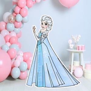 Recorte de Elsa, decoración de Frozen, tema de decoración de fiesta de Frozen, fiesta de cumpleaños, accesorio de pie, descarga digital