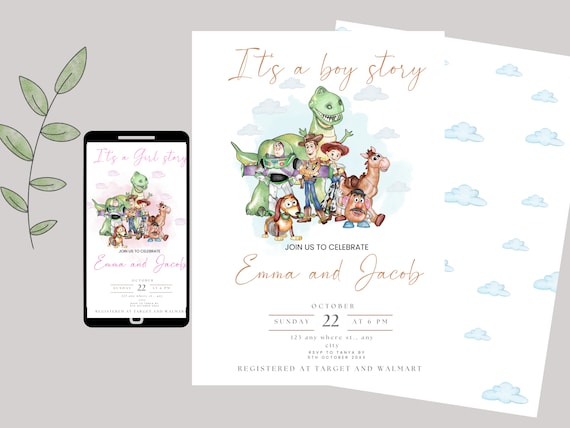It’s a Boy Story Baby Shower Invitation, Toy Story Digital and Printable Invite
