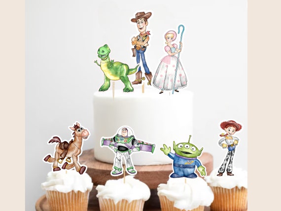 Toy Story Cupcake Toppers: Watercolor Party Decorations (PNG, PDF)