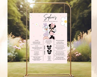 Boho Minnie Mouse and Daisy 1st Birthday Milestone Poster: 4th Party Decor (Digital Download)